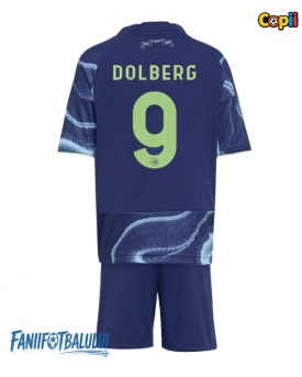 Ajax Kasper Dolberg #9 Echipament de Fotbal Replică 2025-26 Copii Deplasare (+ Șorturi)